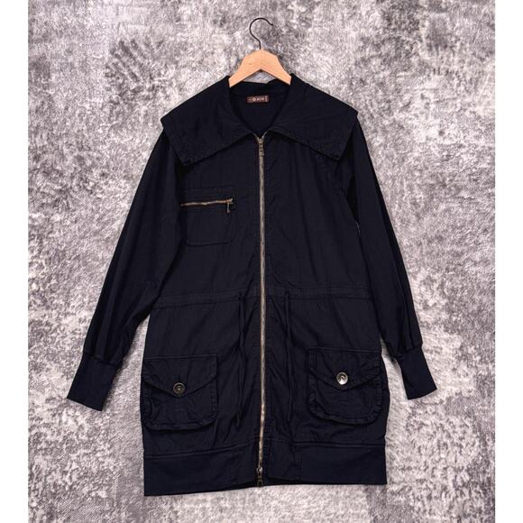 XCVI Jacket Large Womens Black Cotton Full Zip Utility Tunic Coat - Picture 1 of 8